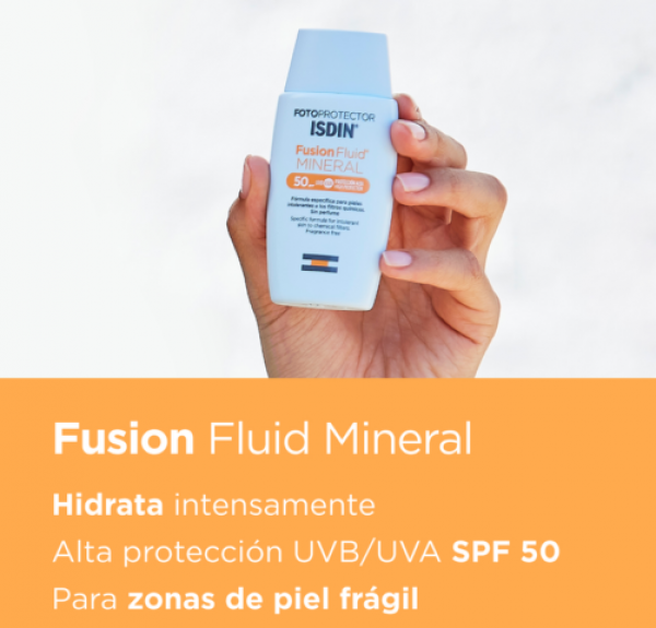 Fotoprotector Fusion Fluid Mineral SPF 50, 50ml. - Isdin