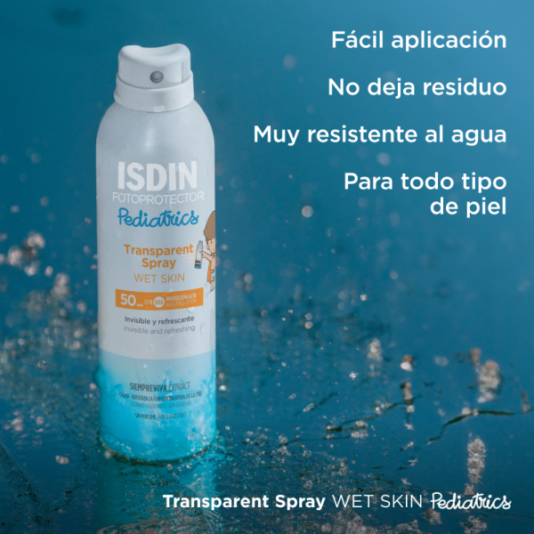 Fotoprotector Transparent Spray Wet Skin Pediatrics SPF 50, 250 ml. - Isdin