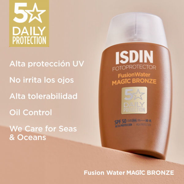 Fotoprotector Fusion Water MAGIC Color Bronze SPF 50, 50 ml. - Isdin