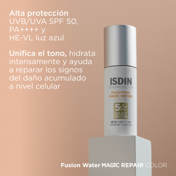 Fotoprotector Fusion Water MAGIC Repair Color SPF 50, 50 ml. - Isdin