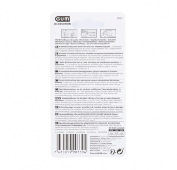 G.U.M Bi-Direction Cepillo Interdental, 1,2 mm Talla 3, 6 Piezas. - Sunstar