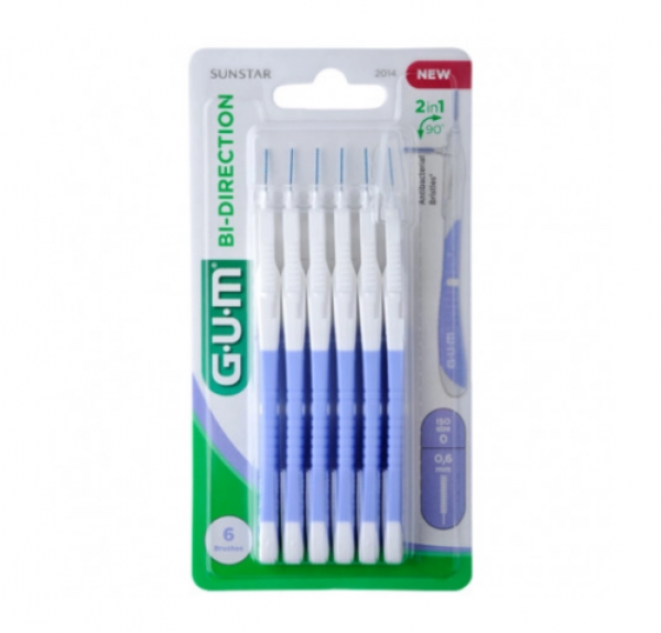 G.U.M Bi-Direction Cepillo Interdental, Talla 0, 6 Piezas. - Sunstar