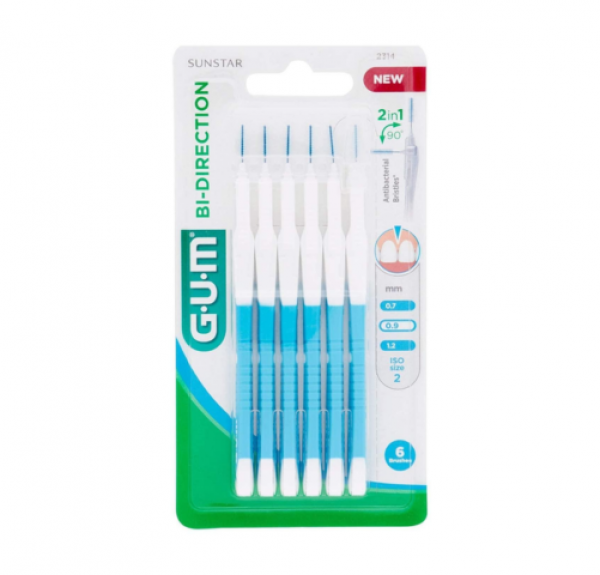 G.U.M Bi-Direction Cepillo Interdental, Talla 2, 6 Piezas. - Sunstar