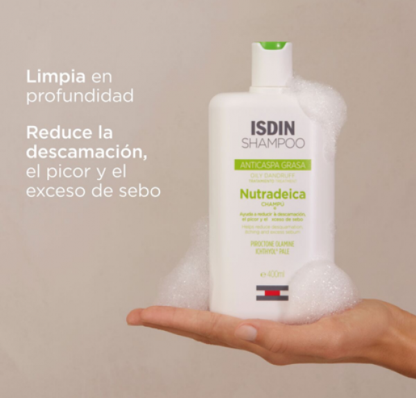 Nutradeica Champú Anticaspa Grasa, 400 ml. - Isdin