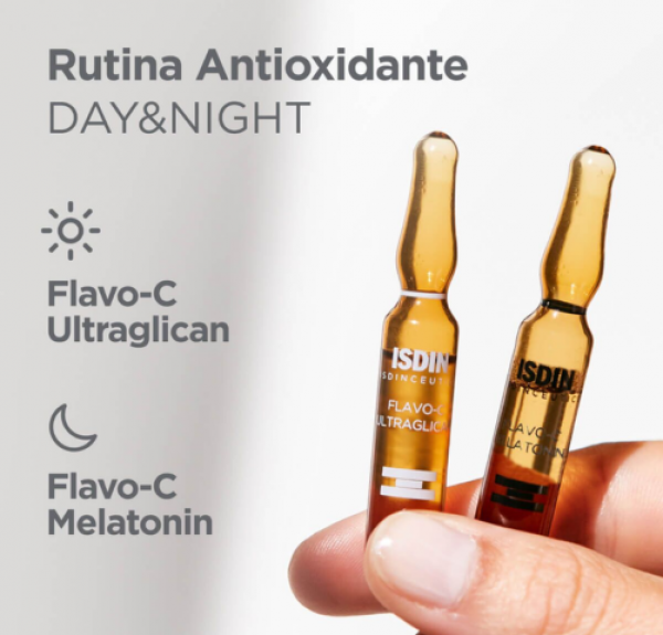 Isdinceutics Flavo-C Melatonin & Ultraglican, 20 ampollas de 2 ml. - Isdin