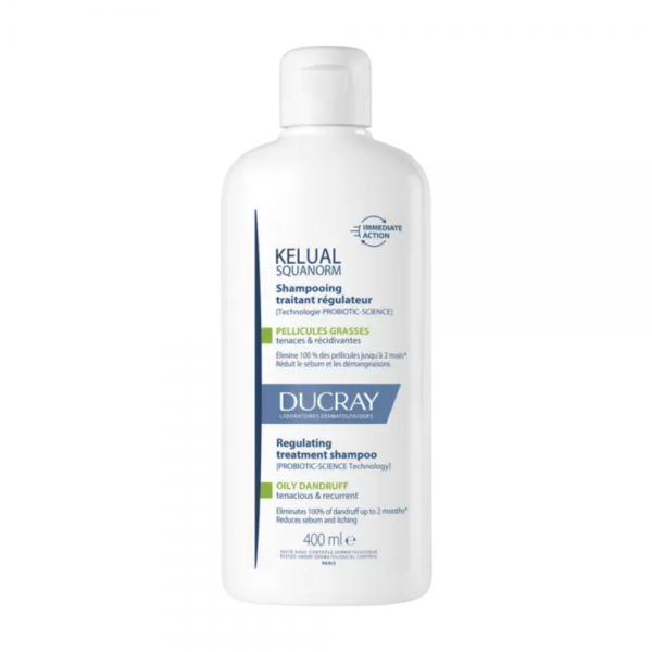 Kelual Squanorm Champú Tratante Anticaspa - Caspa grasa, 400 ml.- Ducray