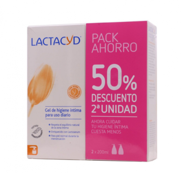 Pack Ahorro Lactacyd Gel de Higiene Intima, 2ª ud al 50%, 2 x 200 ml. - Perrigo