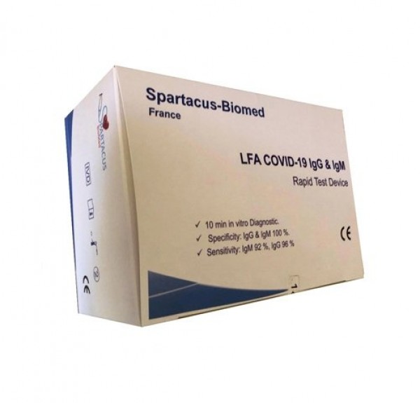 LFA COVID-19 IgG & IgM Dispositivo de Prueba Rápida, Caja de 25 Test. - Spartacus-Biomed