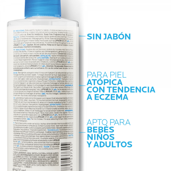 Lipikar Syndet AP+ Crema de Ducha, 400 ml. - La Roche Posay