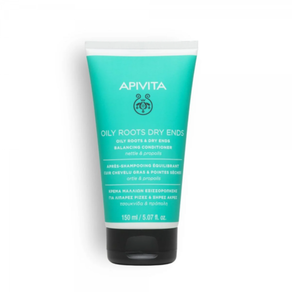 Oily Roots Dry Ends Acondicionador Equilibrante Raiz Grasa - Puntas Secas con Ortiga y Propóleo, 150 ml. - Apivita