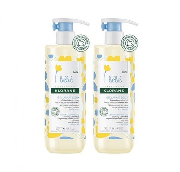 Duplo Gel Suave a la Caléndula, 500 ml. + 500 ml - Klorane 