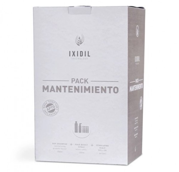 IXIDIL Pack Mantenimiento Acelerador del Crecimiento, RGF Champú Revitalizante con Factores de Crecimiento, 250 ml + Spray Refuerzo Capilar con Células Madre, 125 ml+ Roll-on Estimulador Cuero Cabelludo, 4 x 12 ml . - Ixidil