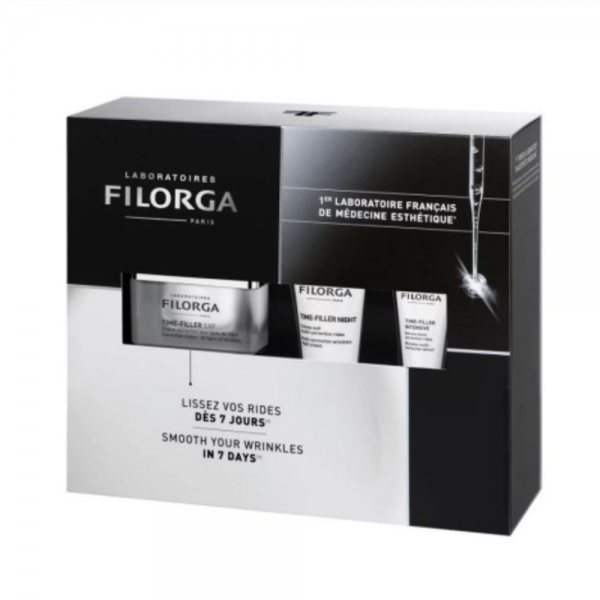 Pack Antiarrugas: Time-Filler 5XP Crema Antiarrugas, 50 ml. + Time-Filler Intensive, 7 ml. + Time.Filler Night, 15 ml. - Filorga