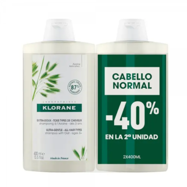 Pack Duo Champú a la Leche de Avena, 400 ml + 400 ml. - Klorane