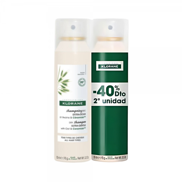 Pack Duo Champú Seco a la Leche de Avena y Ceramidesᴸᴵᴷᴱ, 150 ml + 150 ml. - Klorane
