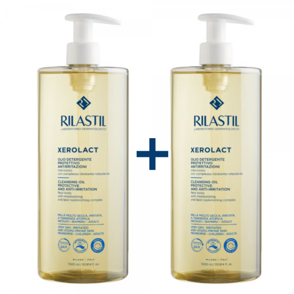 PACK DUPLO Xerolact Aceite Limpiador -50% de dto en la 2ª ud, 1 L + 1 L. - Rilastil