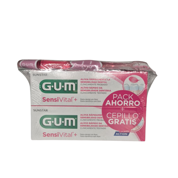 Pack GUM Sensi Vital+ Pasta De Dientes, 75 ml. + 75 ml. + Cepillo Pro Sensitive Ultra Soft - Sunstar
