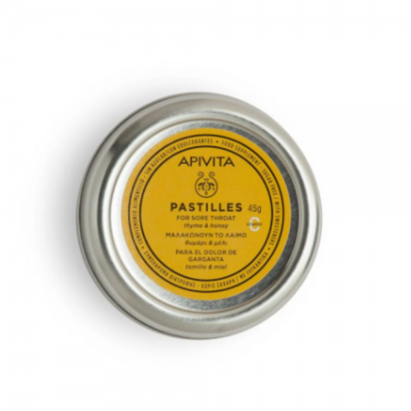 Pastillas para el Dolor de Garganta con Miel y Tomillo, 45 g. - Apivita