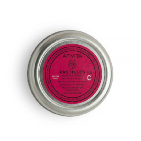 Pastillas para el Dolor de Garganta con Mora y Propóleo, 45 g. - Apivita