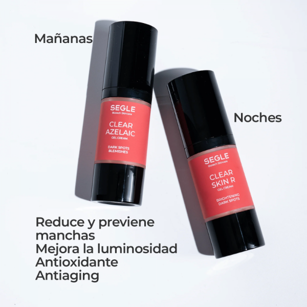 Cofre Despigmentante Gel Crema Clear Azelaic, 30ml + Gel Clear Skin R, 30ml. - Segle Clinical 