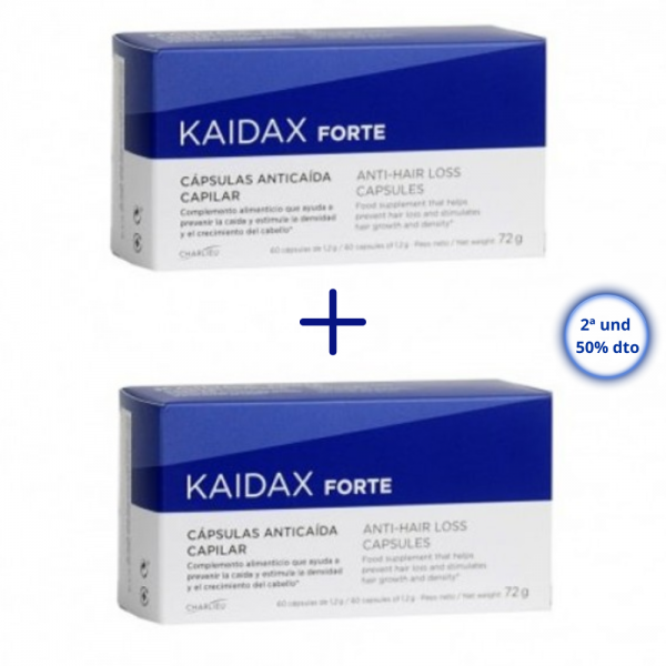 PACK DUPLO KAIDAX Forte Cápsulas Anticaída Capilar, 60 + 60 ud. - Topicrem