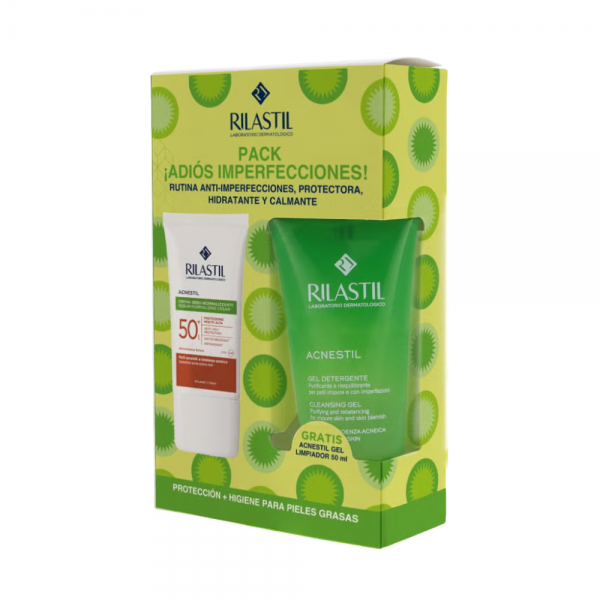 Pack Sun System Acnestil SPF50+, 40 ml + Acnestil Gel, 50 ml de Regalo. - Rilastil
