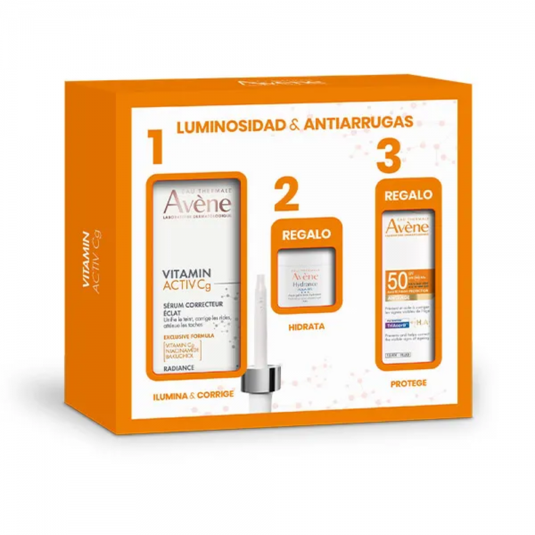 Pack Vitamin Activ Cg Radiance Sérum Corrector, 30 ml + ¡Regalo! Hydrance Aqua-Gel, 7 ml. + Fluido Antiedad SPF50, 5 ml. - Avene