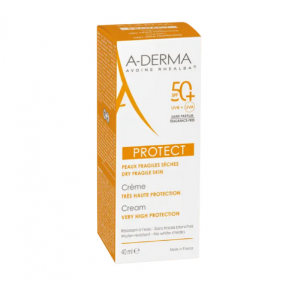 Aderma Protect Crema Solar Sin Perfume SPF50+, 40 ml. - A-Derma
