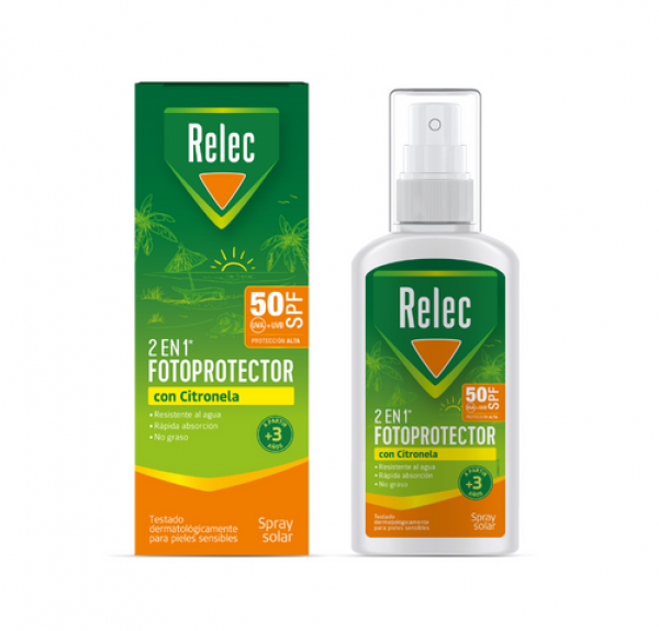 Relec 2en1 Fotoprotector con Citronela. - Perrigo