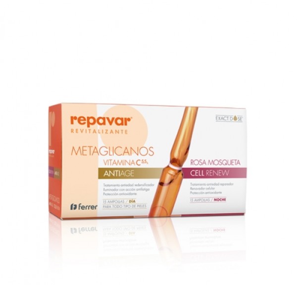 Repavar® Reevitalizante C5,5% Metaglicanos Anti Age + Cell Renew, 15 + 15 Ampollas 1 ml. - Ferrer