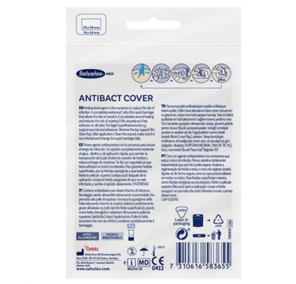 Salvelox Med Antibact Cover Apósito 76 x 54 mm, 5 ud. - Orkla