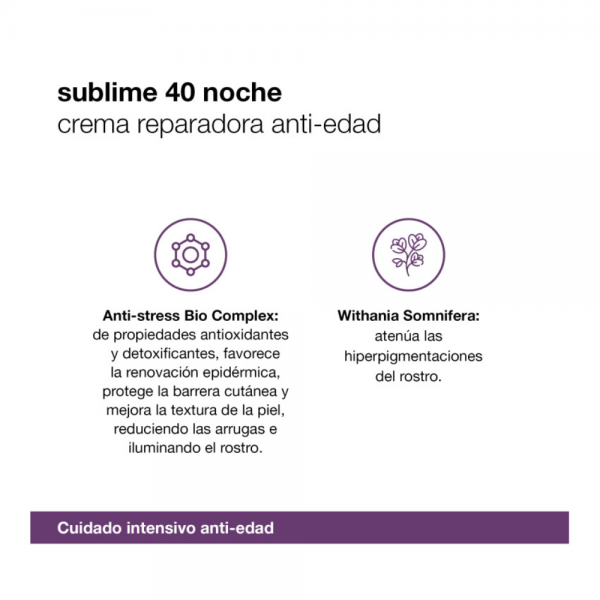 Sublime 40 Noche Crema Antioxidante Anti-edad, 50 ml. - Bella Aurora