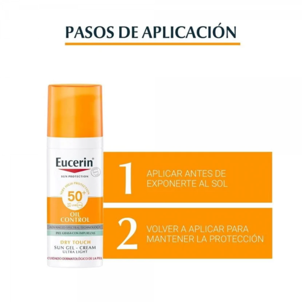 Sun Face Gel Crema Oil Control Dry Touch FPS50+, 50 ml. - Eucerin