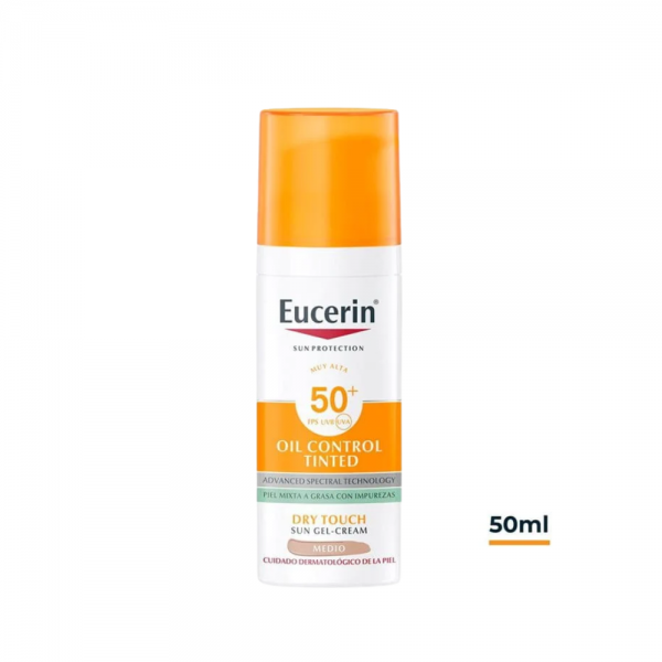 Sun Face Oil Control Crema con Color Tono Medio FPS50+, 50 ml. - Eucerin