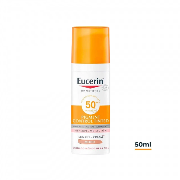 Sun Face Pigment Control Fluido con Color Tono Medio FPS50+, 50 ml. - Eucerin