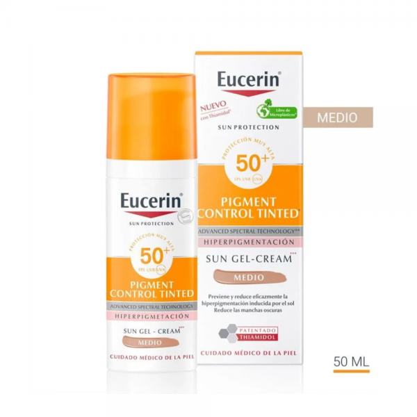 Sun Face Pigment Control Fluido con Color Tono Medio FPS50+, 50 ml. - Eucerin