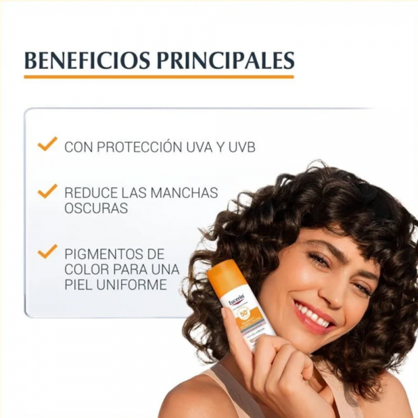 Sun Face Pigment Control Fluido con Color Tono Medio FPS50+, 50 ml. - Eucerin