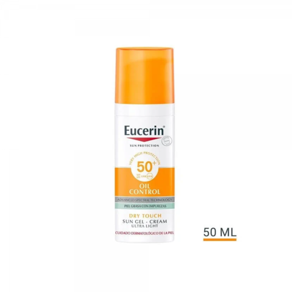 Sun Face Gel Crema Oil Control Dry Touch FPS50+, 50 ml. - Eucerin