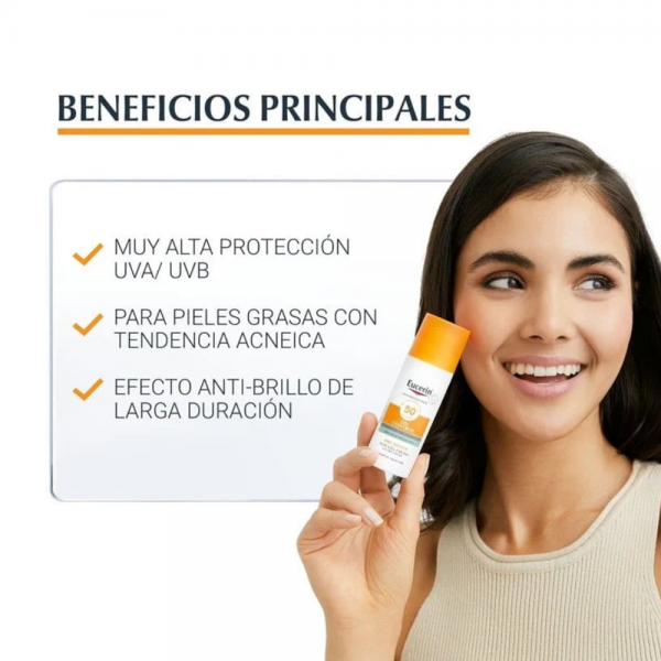 Sun Face Gel Crema Oil Control Dry Touch FPS50+, 50 ml. - Eucerin
