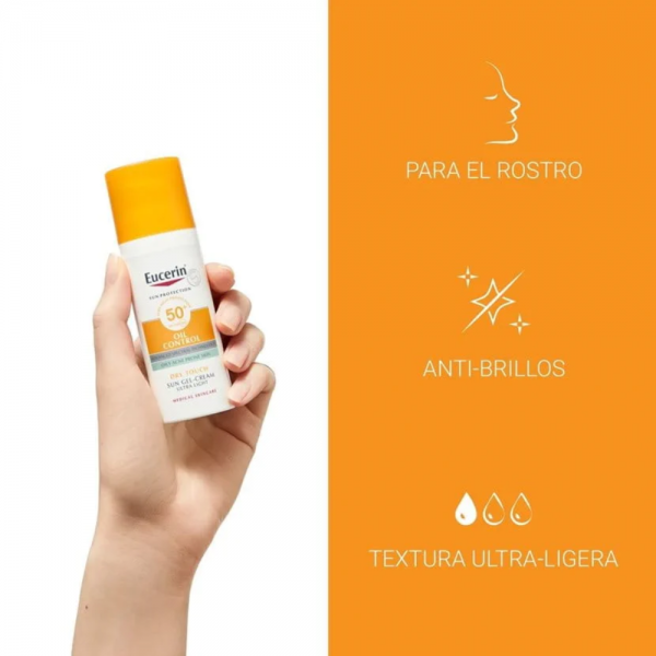 Sun Face Gel Crema Oil Control Dry Touch FPS50+, 50 ml. - Eucerin