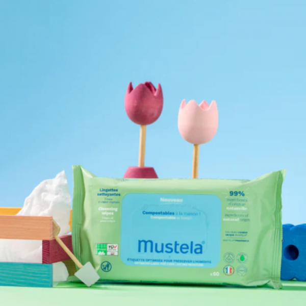 Toallitas Limpiadoras compostables con perfume, 60 ud. - Mustela