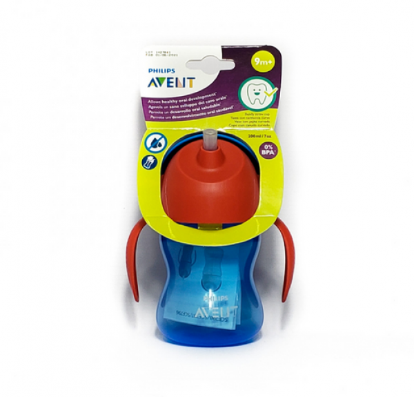 Vaso Con Pajita Flexible Azul, 200 ml. - Philips Avent