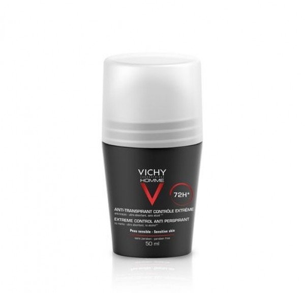 Vichy Homme Desodorante Bola Anti-Transpirante Control Extremo, 50 ml. - Vichy