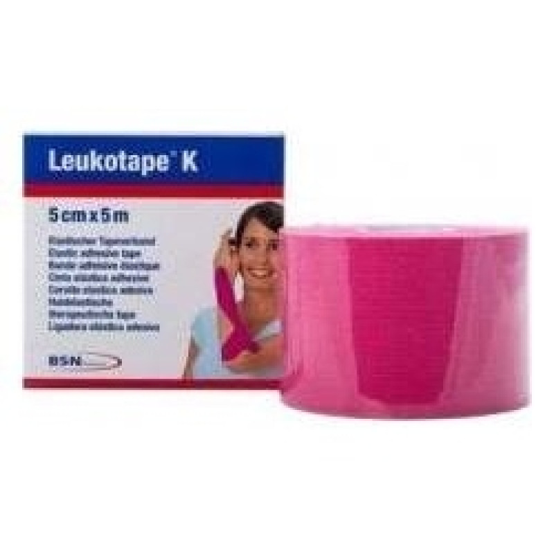 K Cinta Autoadhesiva Elástica Rosa 5 cm X 5 M, 1 Ud - Leukotape
