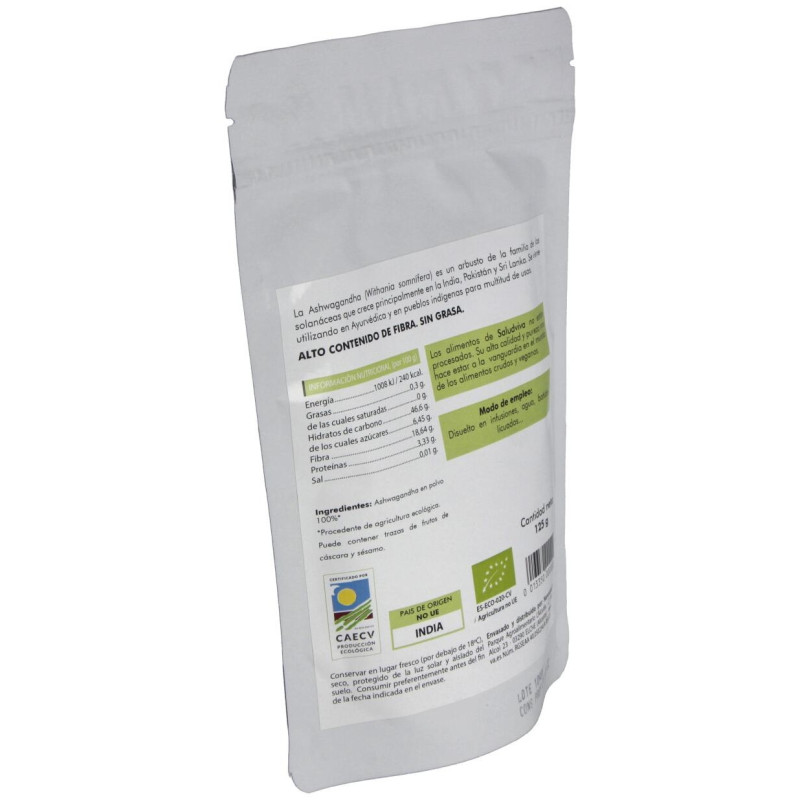 Ashwagandha en Polvo 125gr. Bio Sg S/a Vegan - Salud Viva