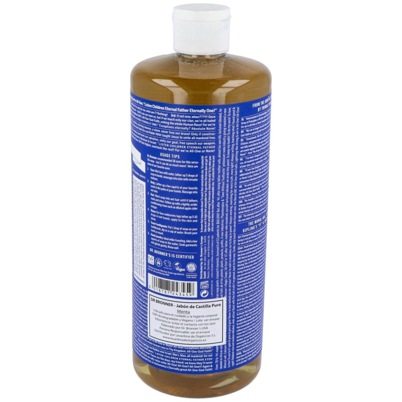Dr. Bronner's Jabón Líquido Menta 945ml - Dr. Bronners