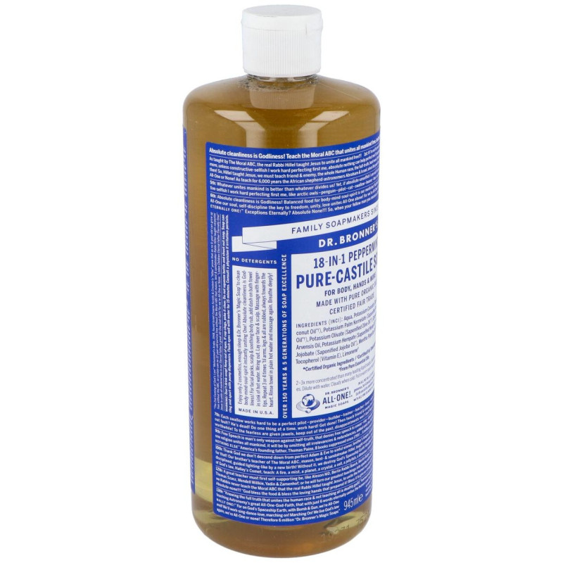 Dr. Bronner's Jabón Líquido Menta 945ml - Dr. Bronners