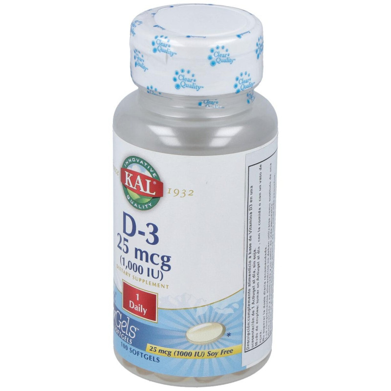 D - 3 25 mcg (1000 Ui) Perlas Activgel 100 u - Solaray