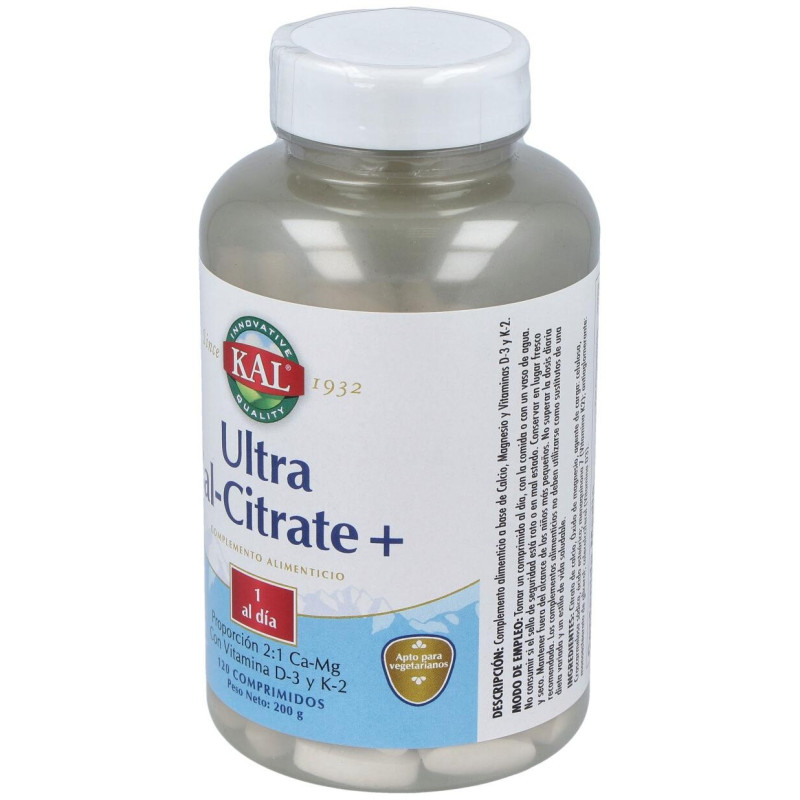 Ultra Cal Citrate + K2 120compr - Solaray