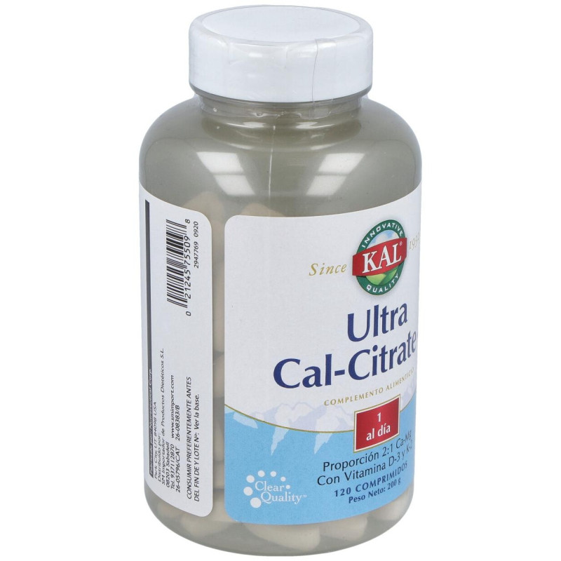 Ultra Cal Citrate + K2 120compr - Solaray